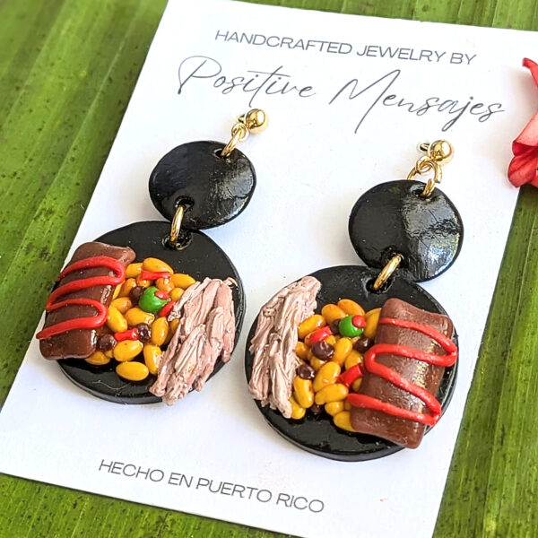 side view of boricua food earrings