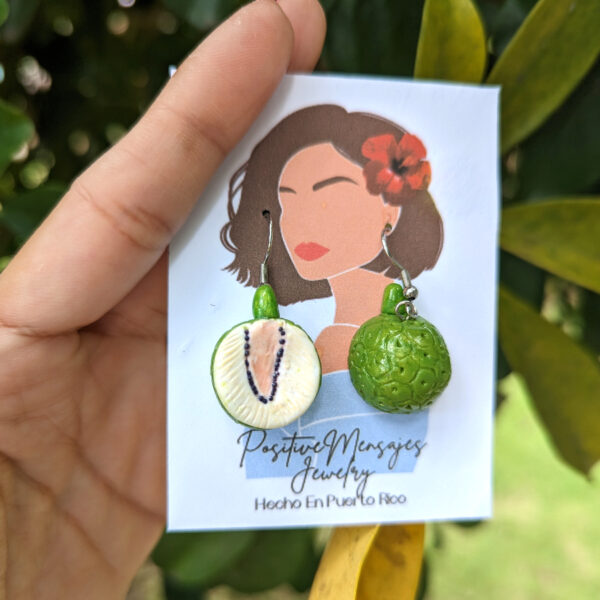 bread fruit earrings front back