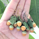 Quenepa Fruit With Leaves Earrings