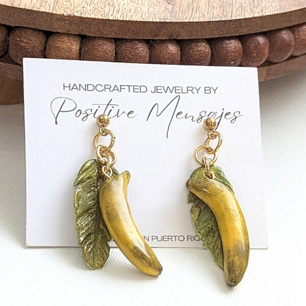 yellow plantain earrings from Puerto rico