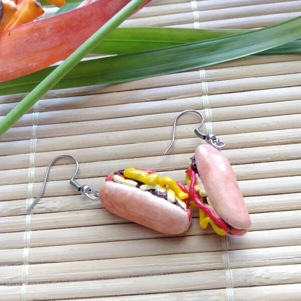 hot dog earrings side view