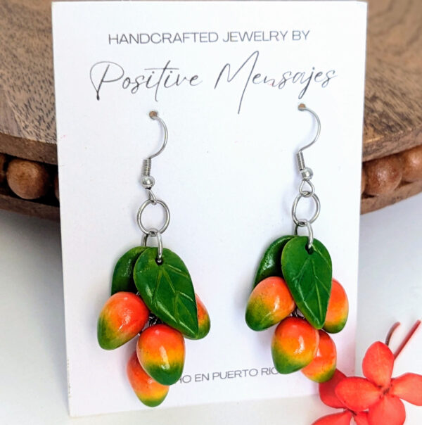 mango fruit earrings with red flowers