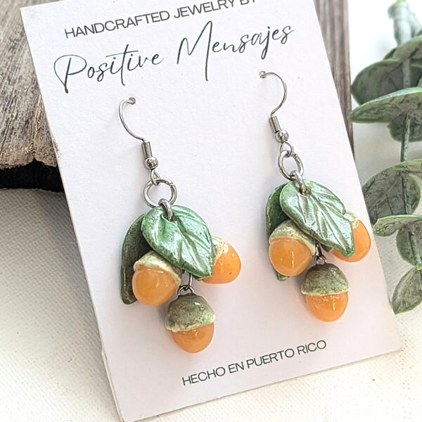 Quenepa Fruit With Leaves Earrings - Image 6