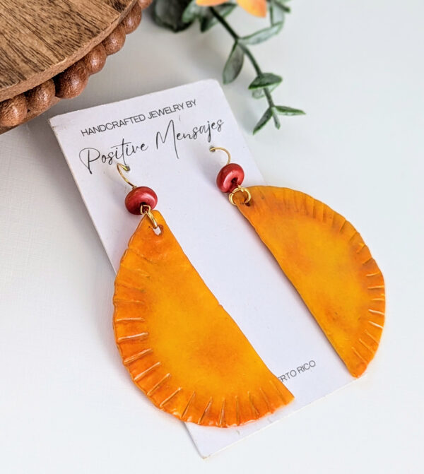 empanada food earrings with beads