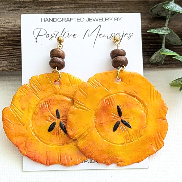 Handmade Tropical Tostones With Beads Earrings