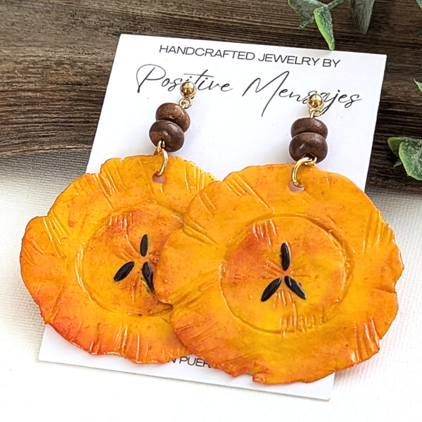Handmade Tropical Tostones With Beads Earrings - Image 2