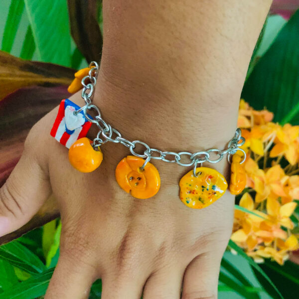 puerto rican flag and food bracelet in nature