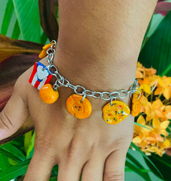 puerto rican flag and food bracelet in nature