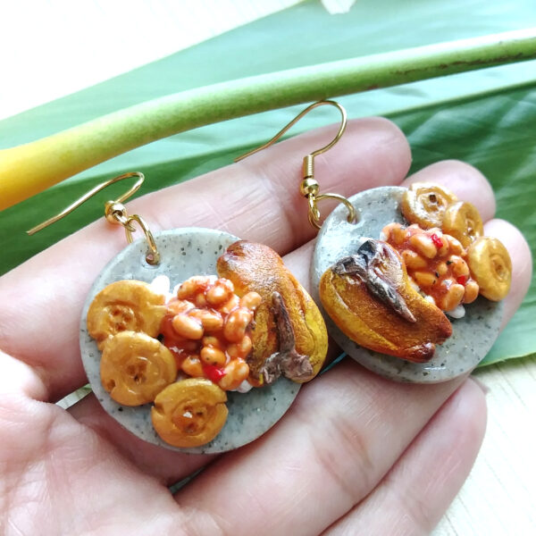chuleta frita con arroz earrings on hand
