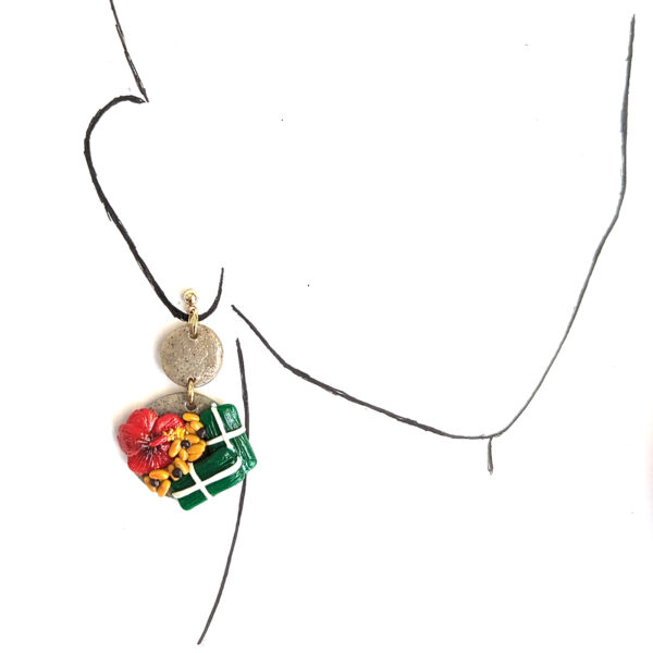 Arroz Con Gandules Y Pasteles Earrings With Flor De Maga Flower - Image 3