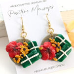 Arroz Con Gandules Y Pasteles Earrings With Flor De Maga Flower