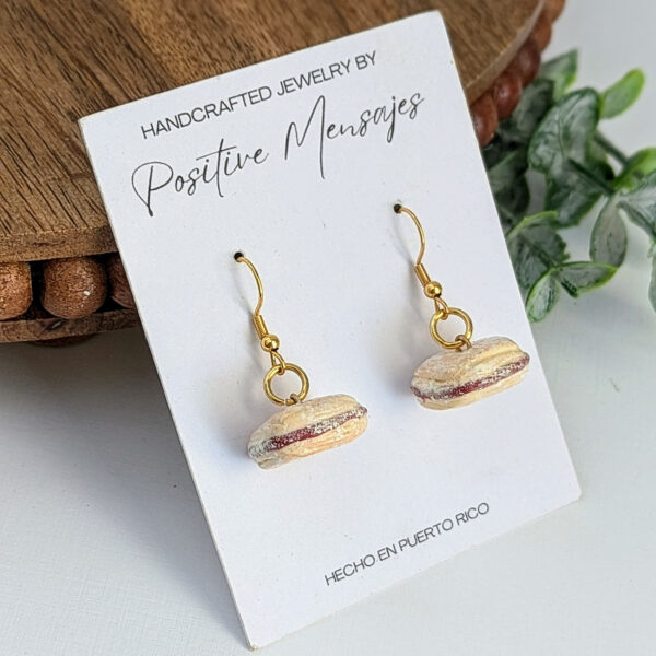 puff pastry earrings on jewelry card