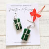 Puerto Rico wrapped Pasteles earrings with red flower