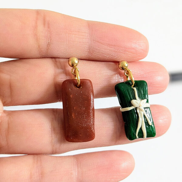 Puerto Rican pasteles earrings on hand