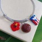 Puerto Rico Flag, Flor De Maga, Taino Symbol Coconut Bracelet