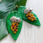 Puerto Rican Rice and Peas Frog Leaf Earrings