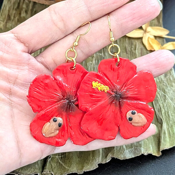 Flor De Maga Earrings with a Touch of the Puerto Rican Frog - Image 4