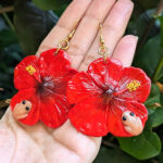 Flor De Maga Earrings with a Touch of the Puerto Rican Frog