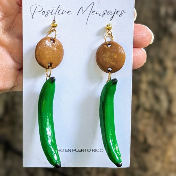 long plantain earrings on hand