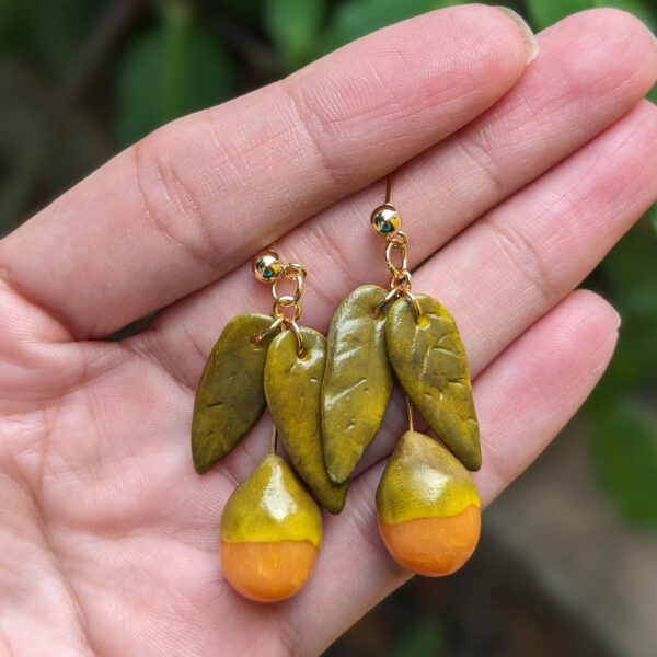 Quenepas With Leaves Dangle Earrings