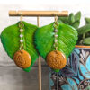 taino leaf earrings with symbols