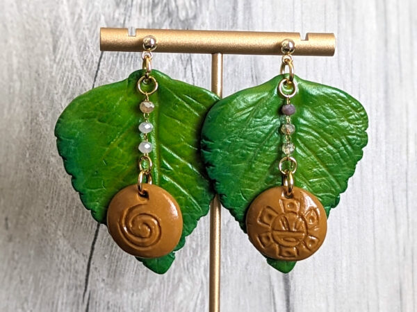 puerto rico taino indian leaf earrings