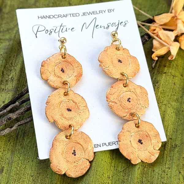 long tostones earrings made in Puerto rico