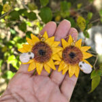 Sunflower Coqui Frog Earrings