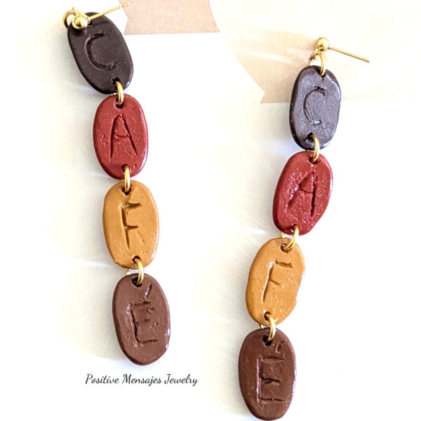 reverse side of coffee beans earrings