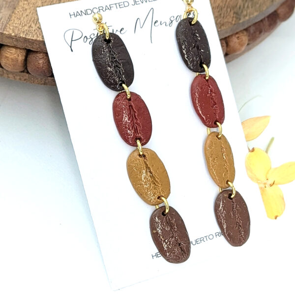 handmade coffee earrings on wood