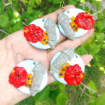 Puerto Rico El Morro Hibiscus Flower Rice Earrings