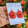 red Hibiscus Flower earrings side view