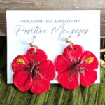 Puerto Rico Mini Red Hibiscus Flower Earrings