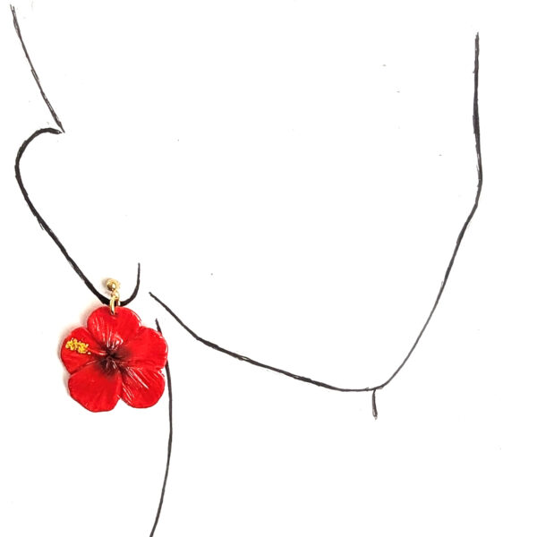 Puerto Rico Mini Red Hibiscus Flower Earrings - Image 5