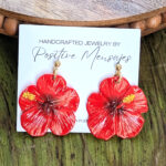 Puerto Rico Mini Red Hibiscus Flower Earrings