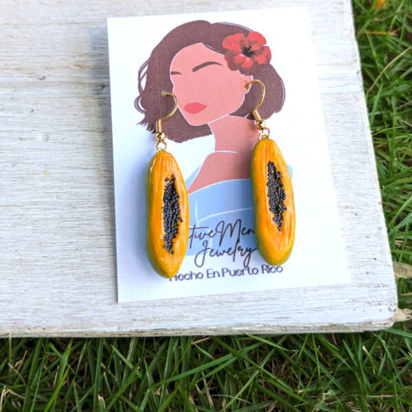 Papaya Puerto Rico Fruit Earrings - Image 2