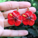 Puerto Rico Mini Red Hibiscus Flower Earrings