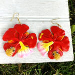 Puerto Rican Frog on Flamboyan Flower Earrings