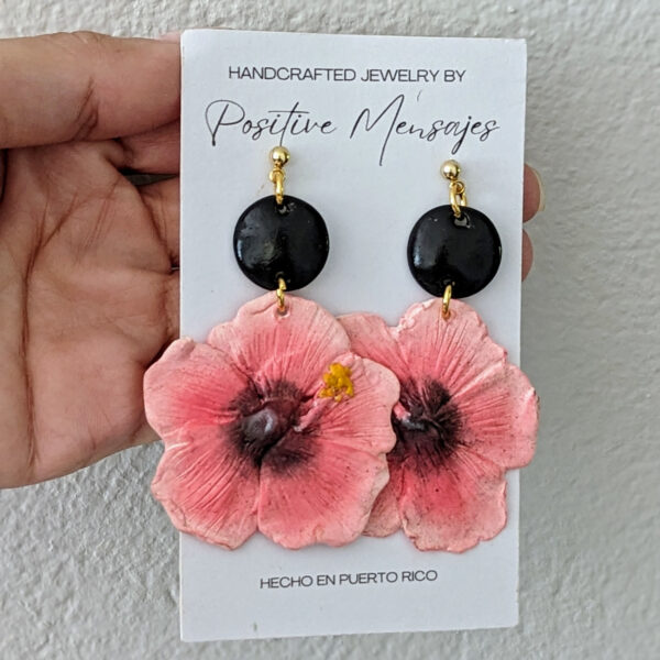 pink black hibiscus statement jewelry
