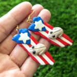 Puerto Rico Flag Map With Coqui Earrings