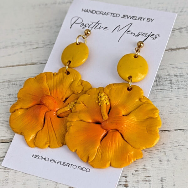 handmade yellow flower earrings right view