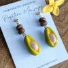 handmade avocado earrings side view