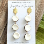 Three Tier Coconut Earrings With Hand-Carved Taino Symbol