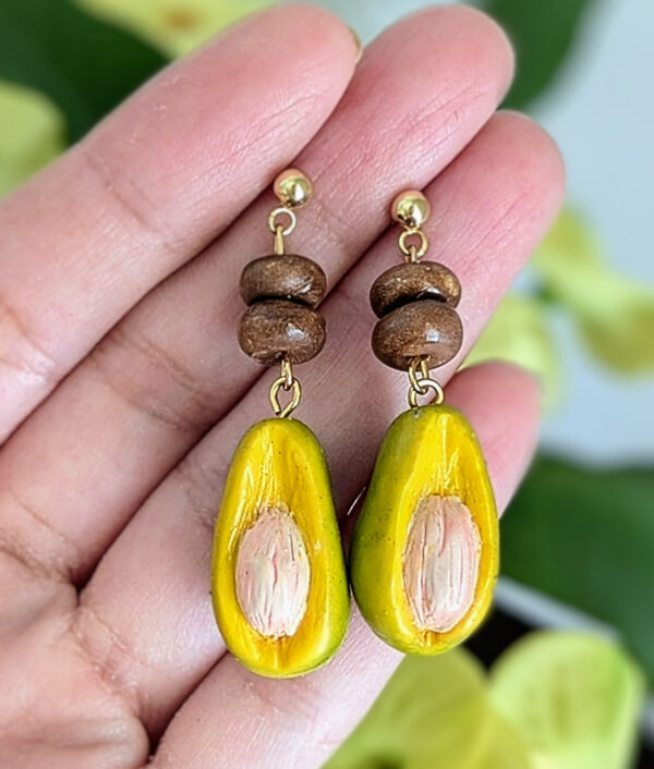 avocado earrings with beads