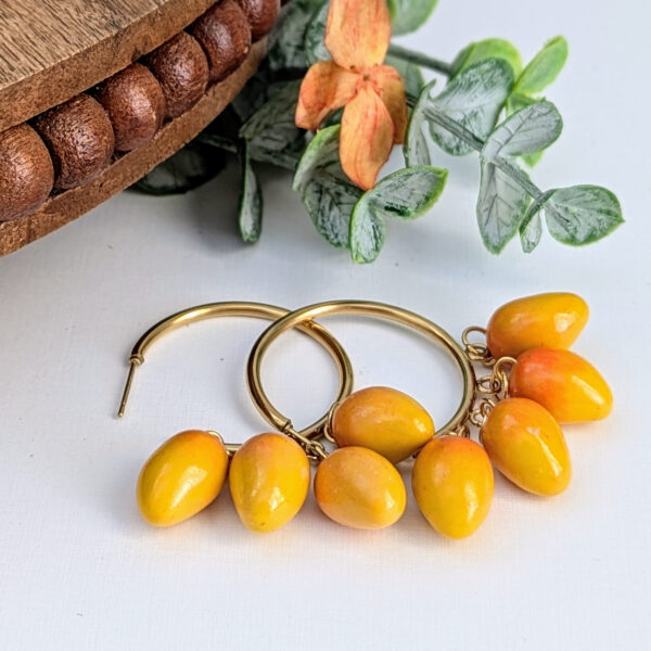 gold mango hoop earrings from puerto rico