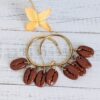 Puerto Rico gold coffee hoop earrings with flower