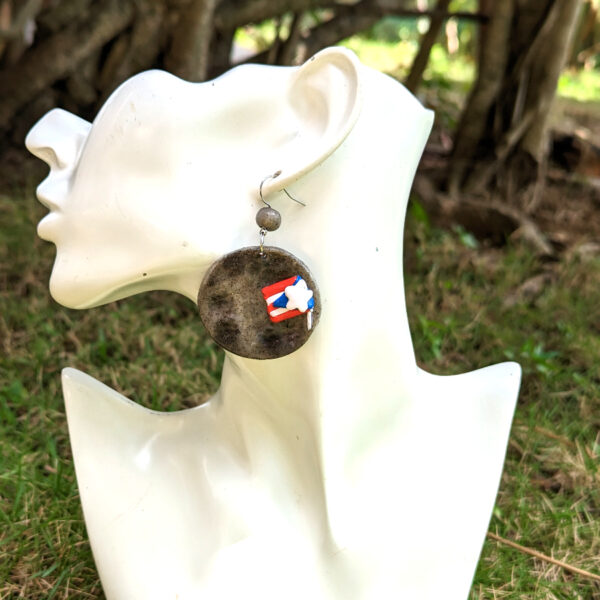 Puerto Rican Flag On The Moon With Beads Earrings - Image 8