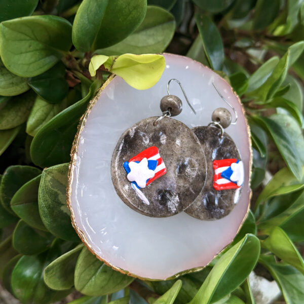 Puerto Rican Flag On The Moon With Beads Earrings - Image 5