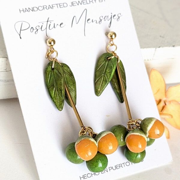 Puerto Rican Spanish lime earrings left view