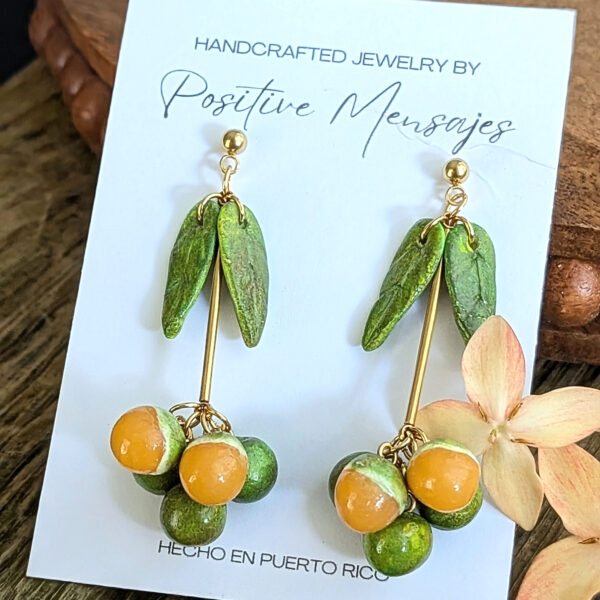 Mini Quenepa Bunch Fruit Earrings - Image 3